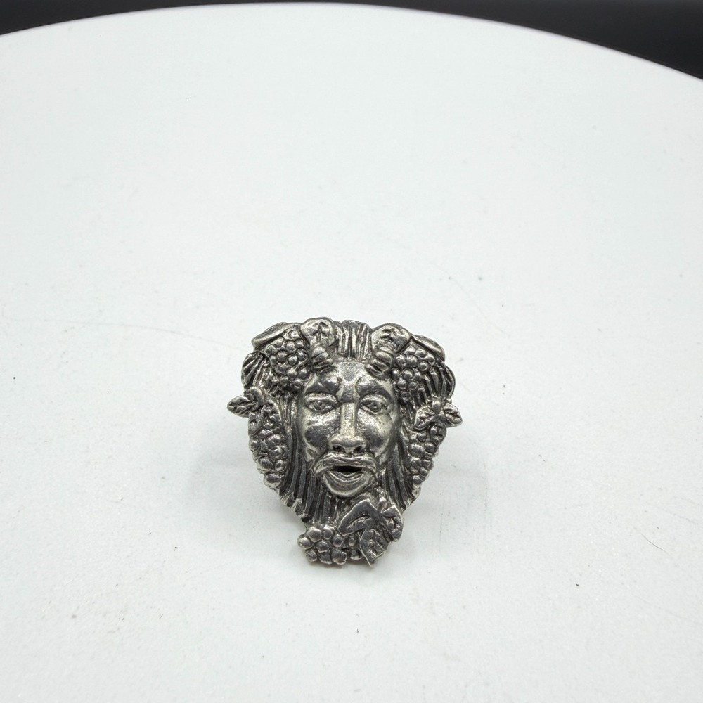 Jim Clift Bacchus God of Wine Pewter Pin Greek Roman Mythology Figural Brooch